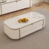 1.4M Ophelia White Gold Marble Sintered Stone Coffee Table - Image 5
