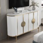 1.5M Verti Marble Top Sideboard - White
