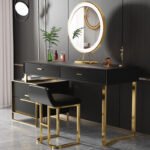 La Geneva 3 Piece Marble Top Leather Vanity Set