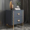 Lafeeya Marble Top Leather Nightstand Side Table - Image 6