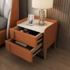 Mars Marble Top Leather Nightstand Side Table - Image 6