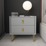 Riyal Marble Top Leather Nightstand Side Table