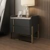 Mars Marble Top Leather Nightstand Side Table - Image 2