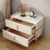 Keyva Marble Top Leather Nightstand - Image 3