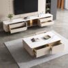 2.4M Elysia Solid Marble Stone TV Stand - Image 3