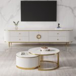 2.4M Circula Solid Marble Stone TV Stand