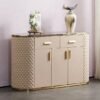 1.6M Greece Leather Cabinet Solid Marble Top Sideboard