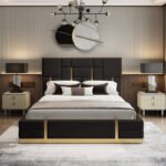 Black Symmetric Queen Size 3 Piece Bedroom Suite with Gas Lifting