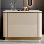 Raye Marble Top Leather Nightstand Side Table