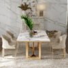 2M Lioness Solid Marble Stone Top Dining Set - Image 2