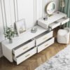 Versailles 3 Piece Marble Top Leather Vanity Set - Image 5