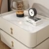 Keyva Marble Top Leather Nightstand - Image 2