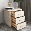 Levana Marble Top Leather Nightstand Side Table - Image 2