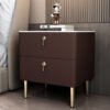 Royce Marble Top Leather Nightstand Side Table - Image 8