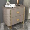 Lafeeya Marble Top Leather Nightstand Side Table - Image 3