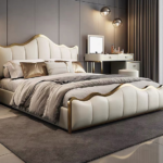 Frances Upholstered Leather King Size Bedframe