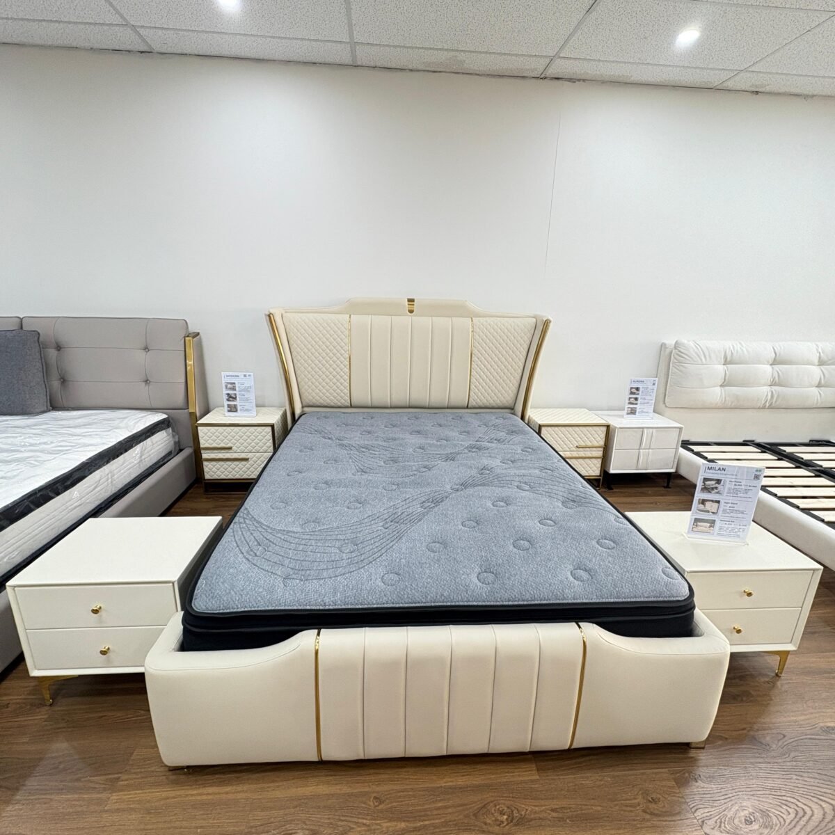 Leather Nightstand Side Table - Warm White - Image 4