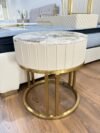 Milan Marble Top Leather Side Table - Image 2
