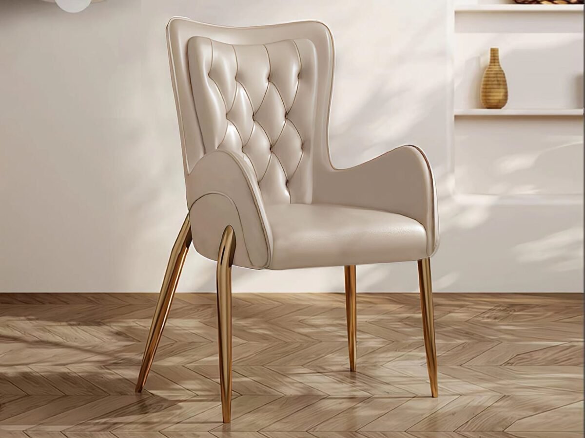 ET Leather Dining Chair - Beige - Image 3
