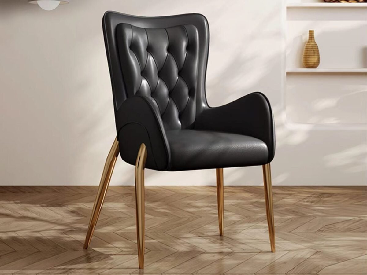 ET Leather Dining Chair - Black - Image 3