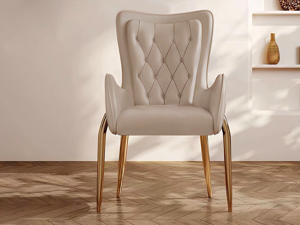 ET Leather Dining Chair - Beige - Image 2