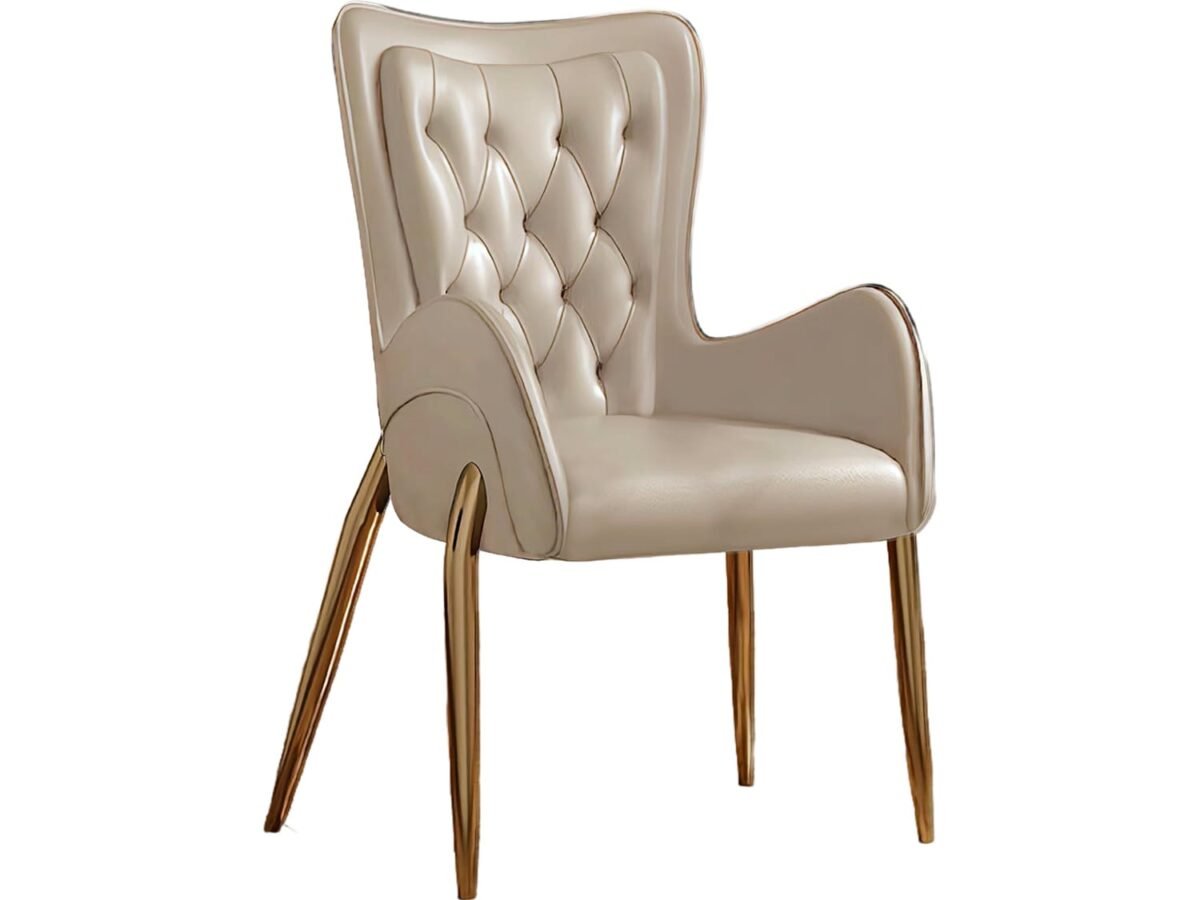 ET Leather Dining Chair - Beige - Image 5