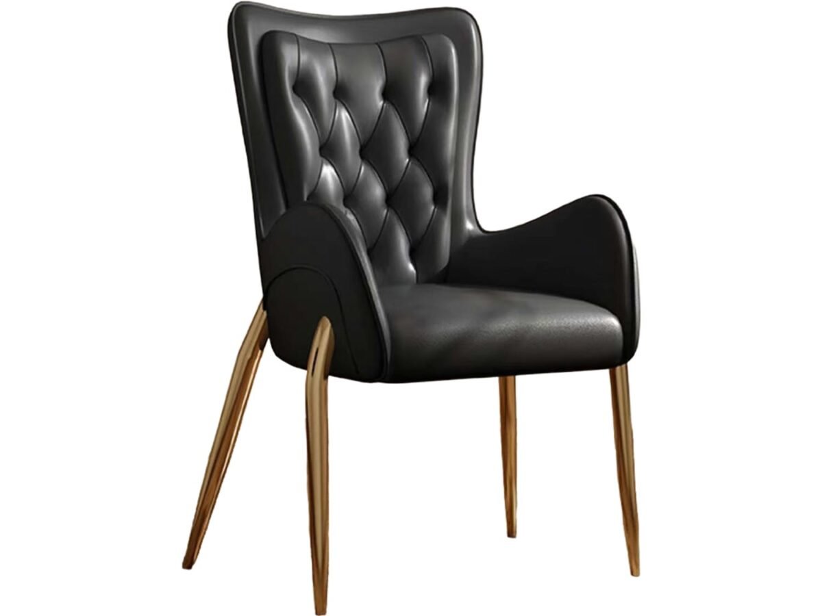 ET Leather Dining Chair - Black - Image 5