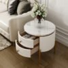 Zurich Marble Top Nightstand Side Table - White - Image 2