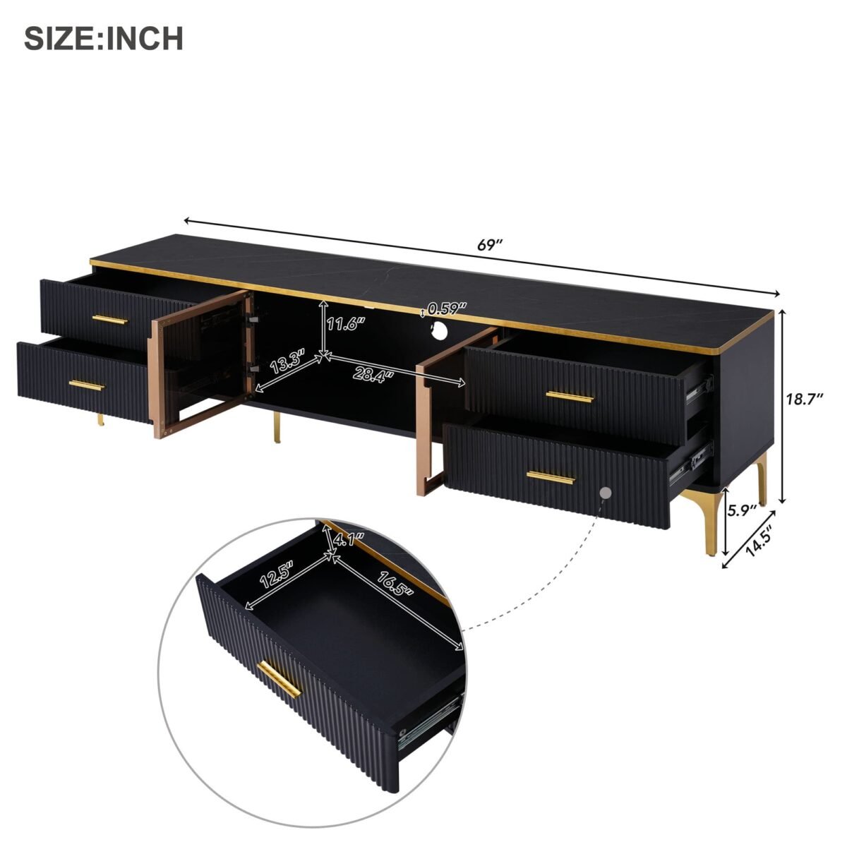2.2M Dinar Tempered Glass Marble Top TV Stand - Image 5
