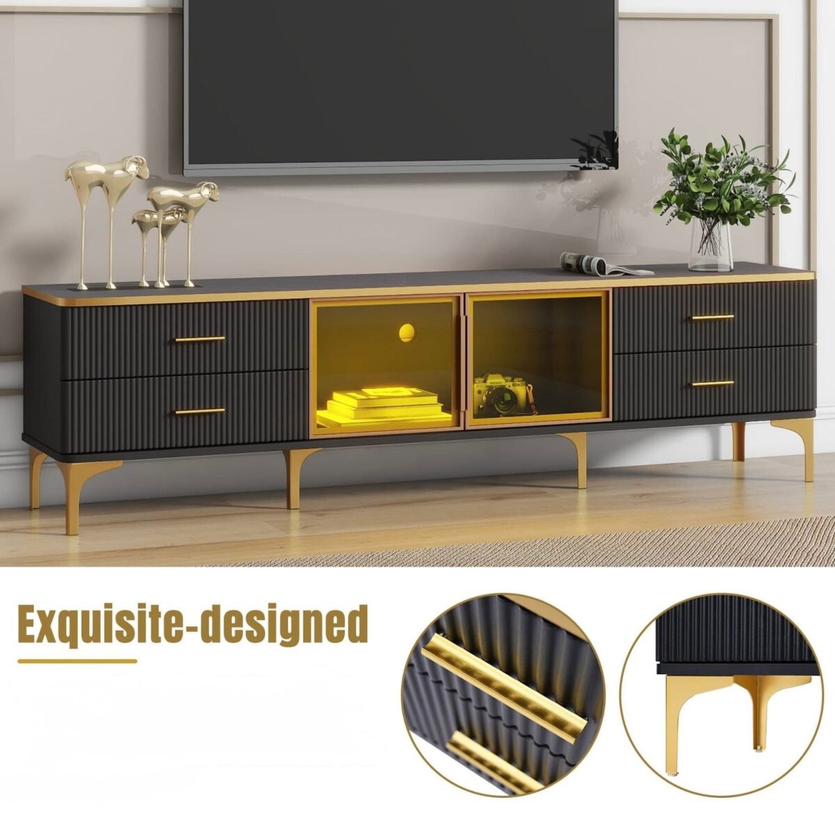 2.2M Dinar Tempered Glass Marble Top TV Stand - Image 2