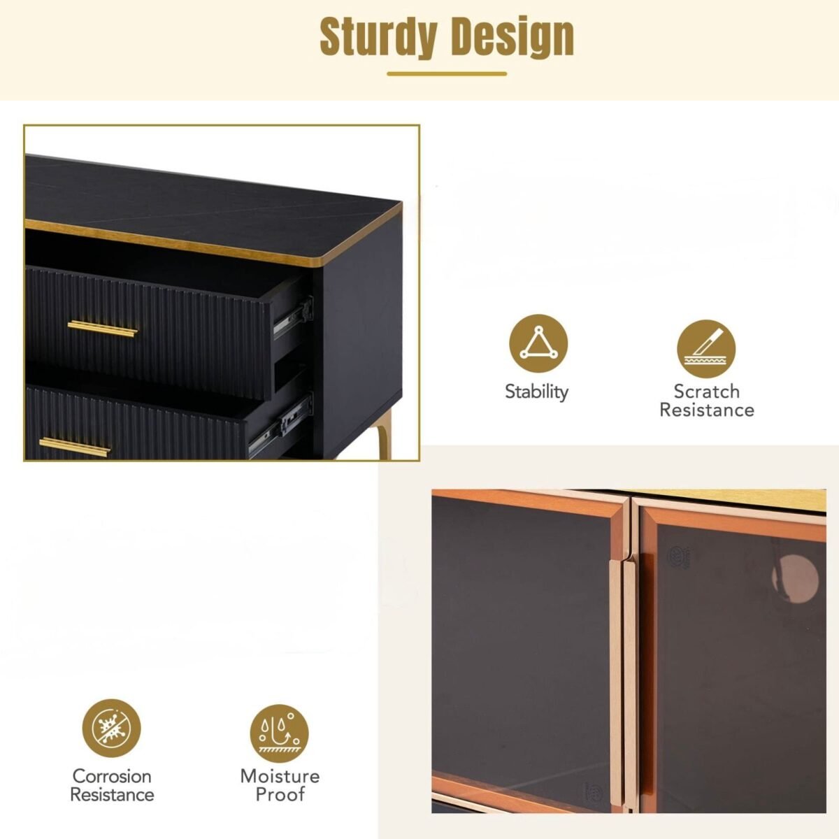 2.2M Dinar Tempered Glass Marble Top TV Stand - Image 3