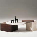 Flintstone Marble Wood Coffee Table Set