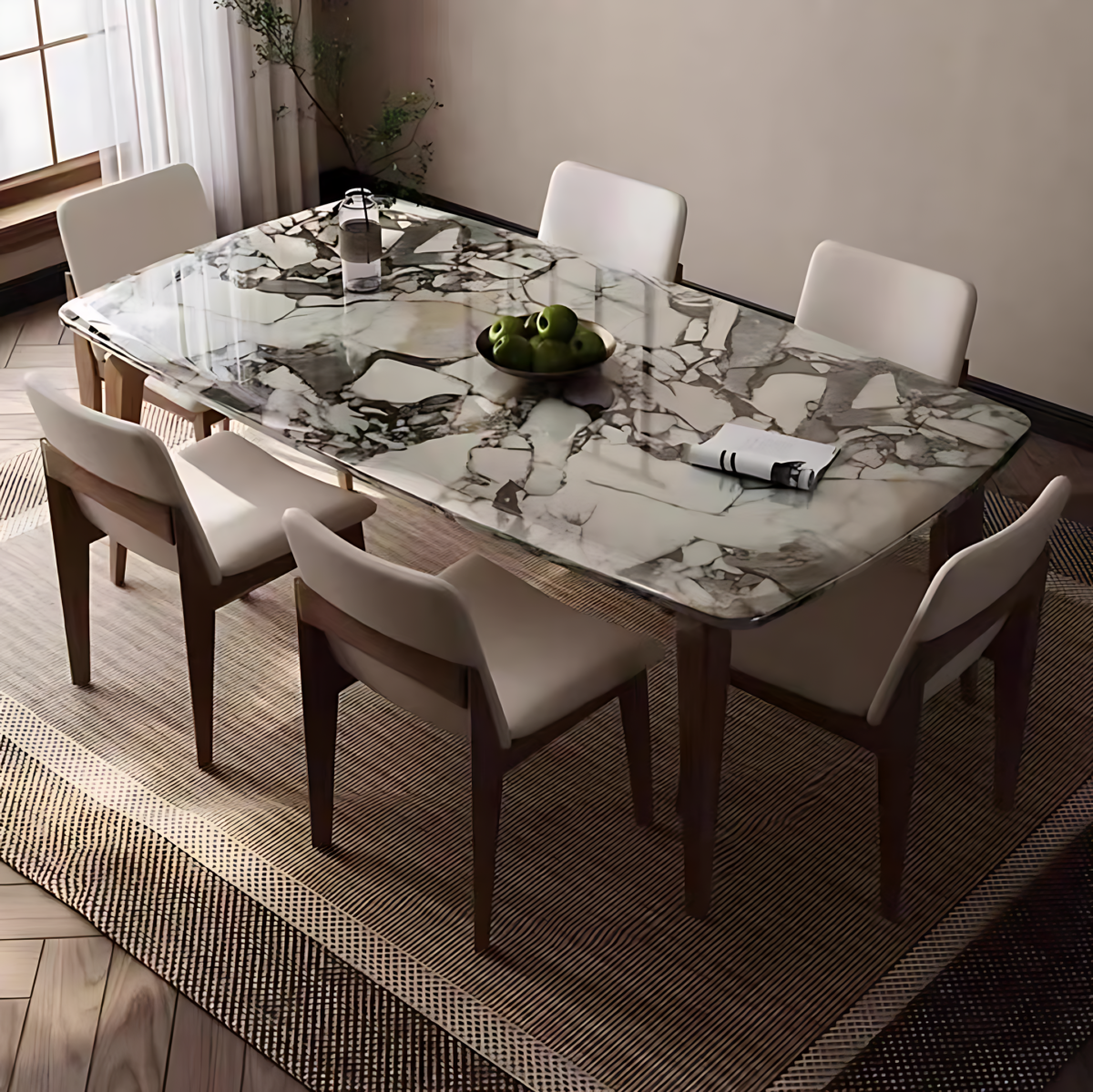 1.8M Fumikaze Solid Marble Stone Top Dining Table - Image 3