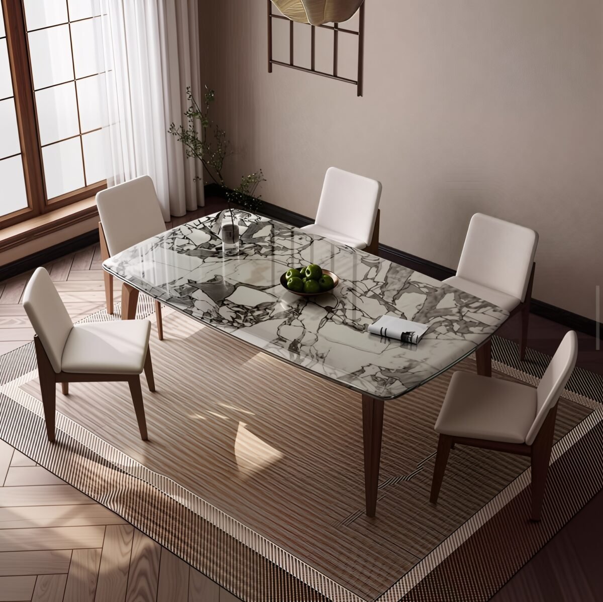 1.8M Fumikaze Solid Marble Stone Top Dining Table - Image 4