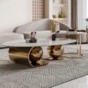 Jewel Opulent Gold Marble Coffee Table Set