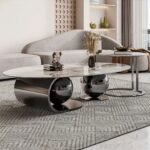 Jewel Opulent Silver Marble Coffee Table Set