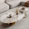 Jewel Opulent Gold Marble Coffee Table Set - Image 3