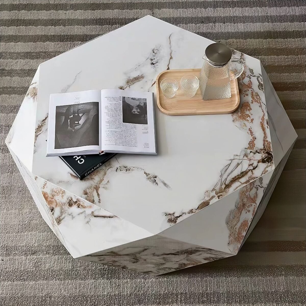 1.1M Prism Solid Marble Stone Coffee Table - Image 5