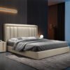 Roland Upholstered Leather King Size Bedframe - Image 9