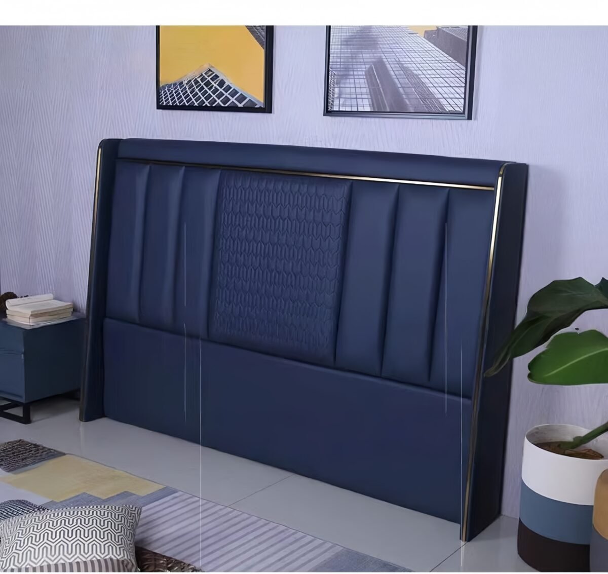 Roland Upholstered Leather King Size Bedframe - Image 10