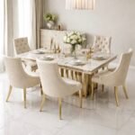 1.8M Royal Solid Marble Stone Top Dining Set