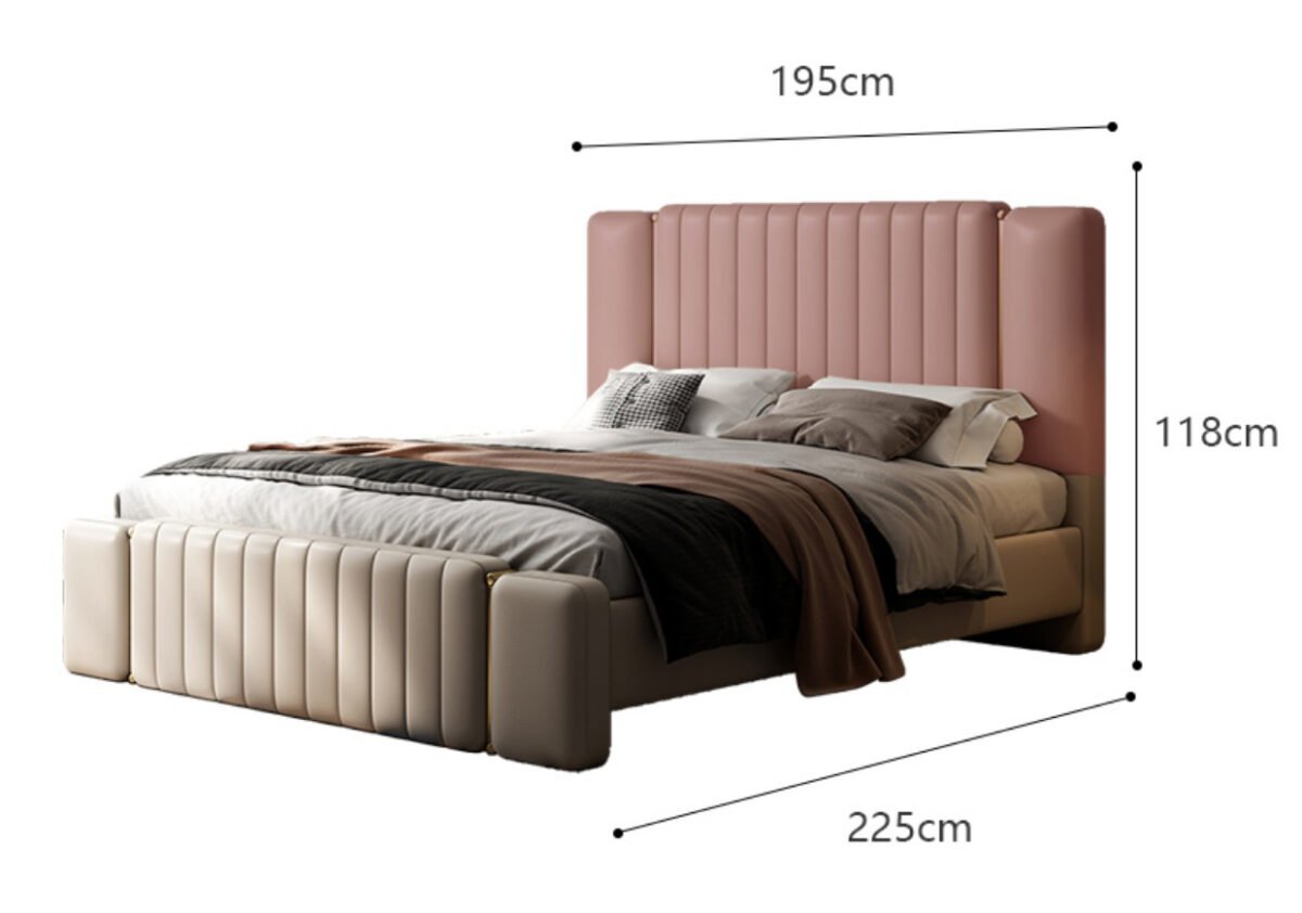 Victoria Upholstered Leather King Size Bedframe - Image 5
