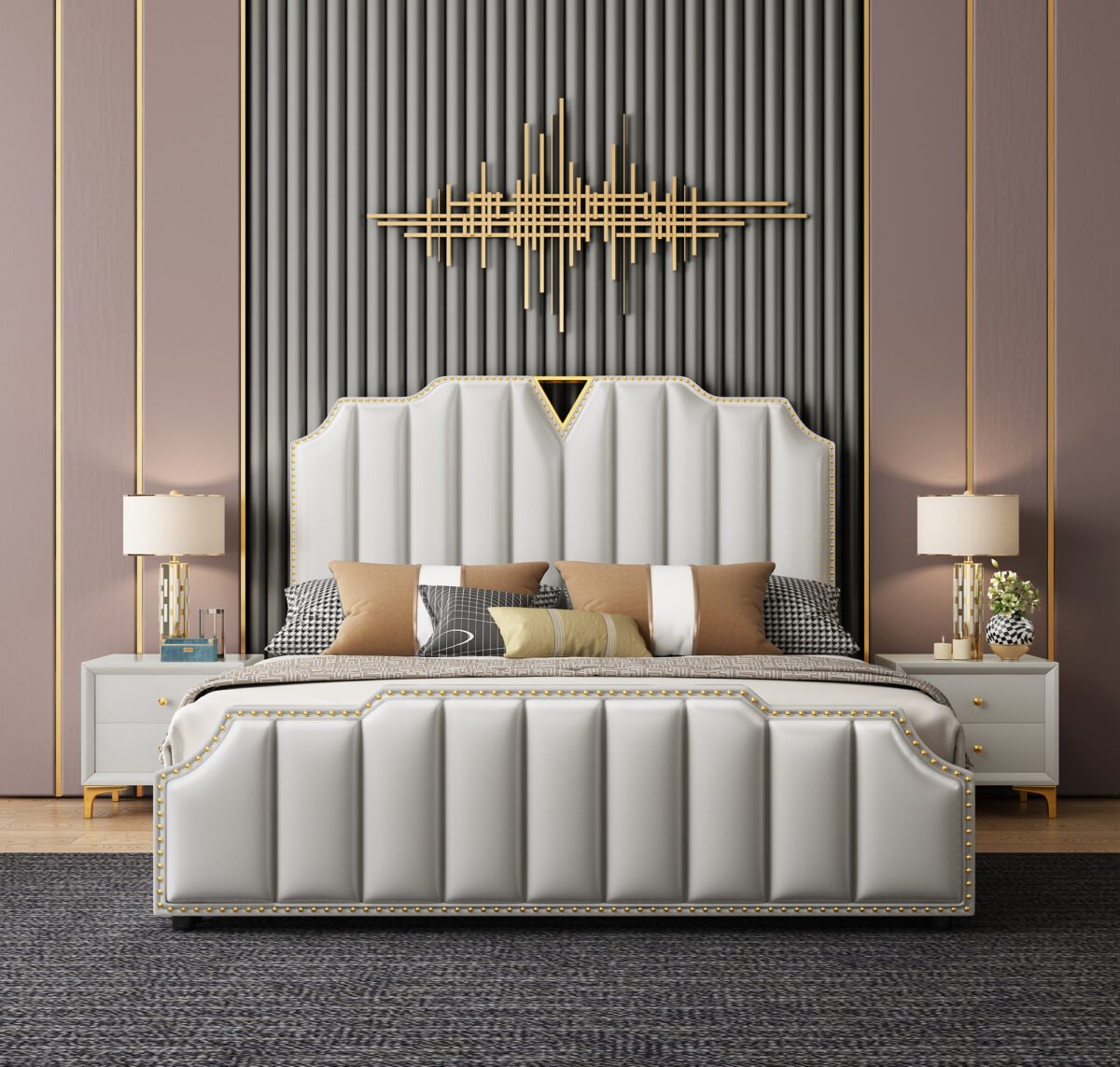 Jolene Upholstered Leather King Size Bedframe - Image 3