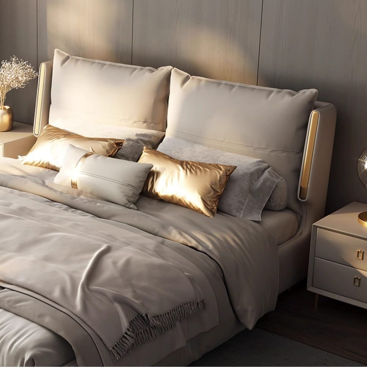 Monaco Upholstered Leather King Size Bedframe - Image 3