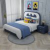Daniel Upholstered Leather Queen Bedframe - Image 3