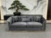SAUDI Living Suite Upholstered Velvet Sofa Set - Grey - Image 3