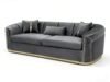 SAUDI Living Suite Upholstered Velvet Sofa Set - Grey - Image 5