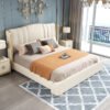 Grace Upholstered Luxury Leather King Size Bedframe - Image 10
