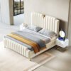 Joanne Upholstered Leather King Size Bedframe - Image 7