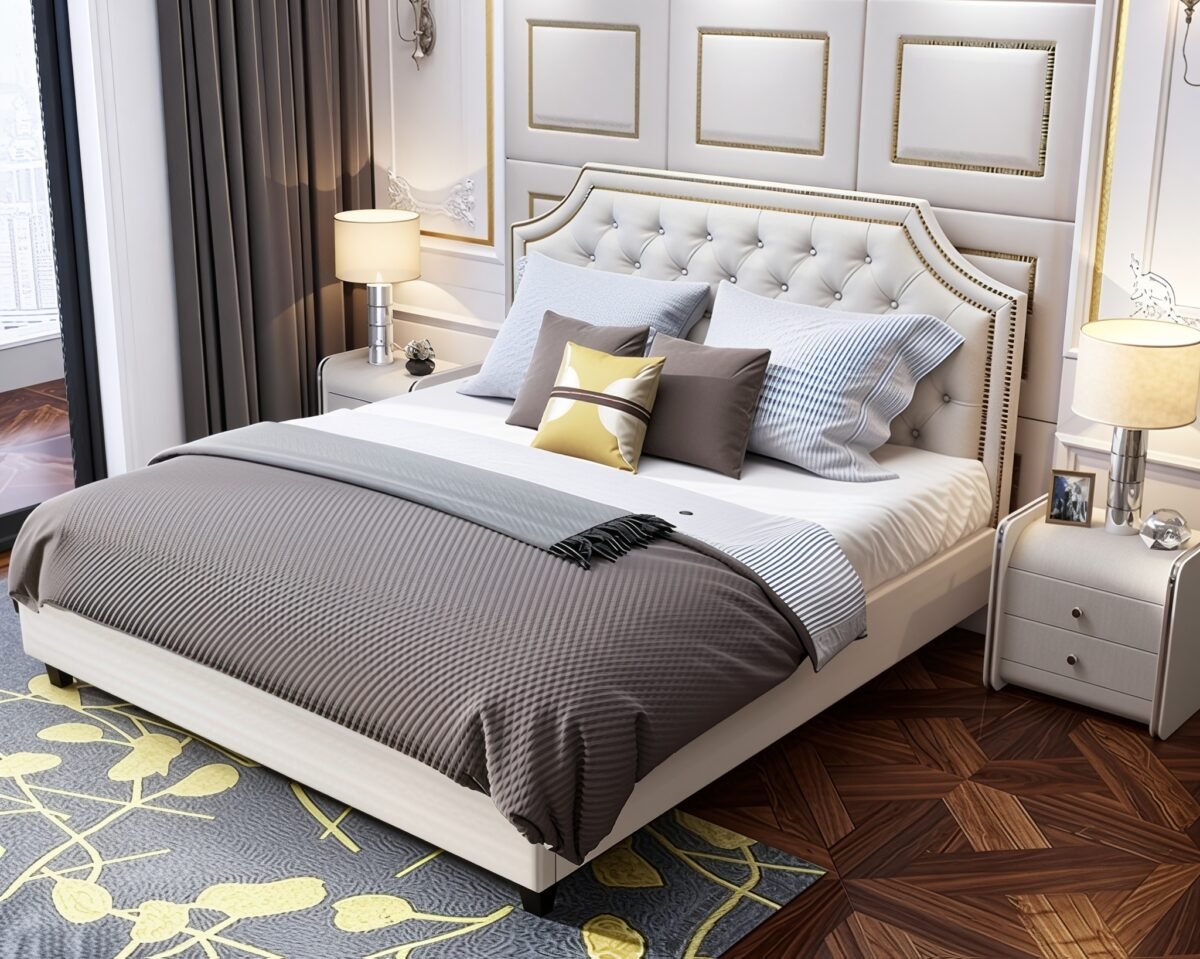 Lilydale Upholstered Luxury Leather King Size Bedframe - Image 2